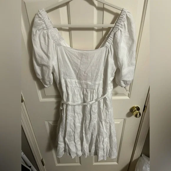 Lilly Pulitzer Iralee Short Sleeve White Wrap Linen Fit & Flare Dress Sz 10  NWT - threedaughtersproperties.com